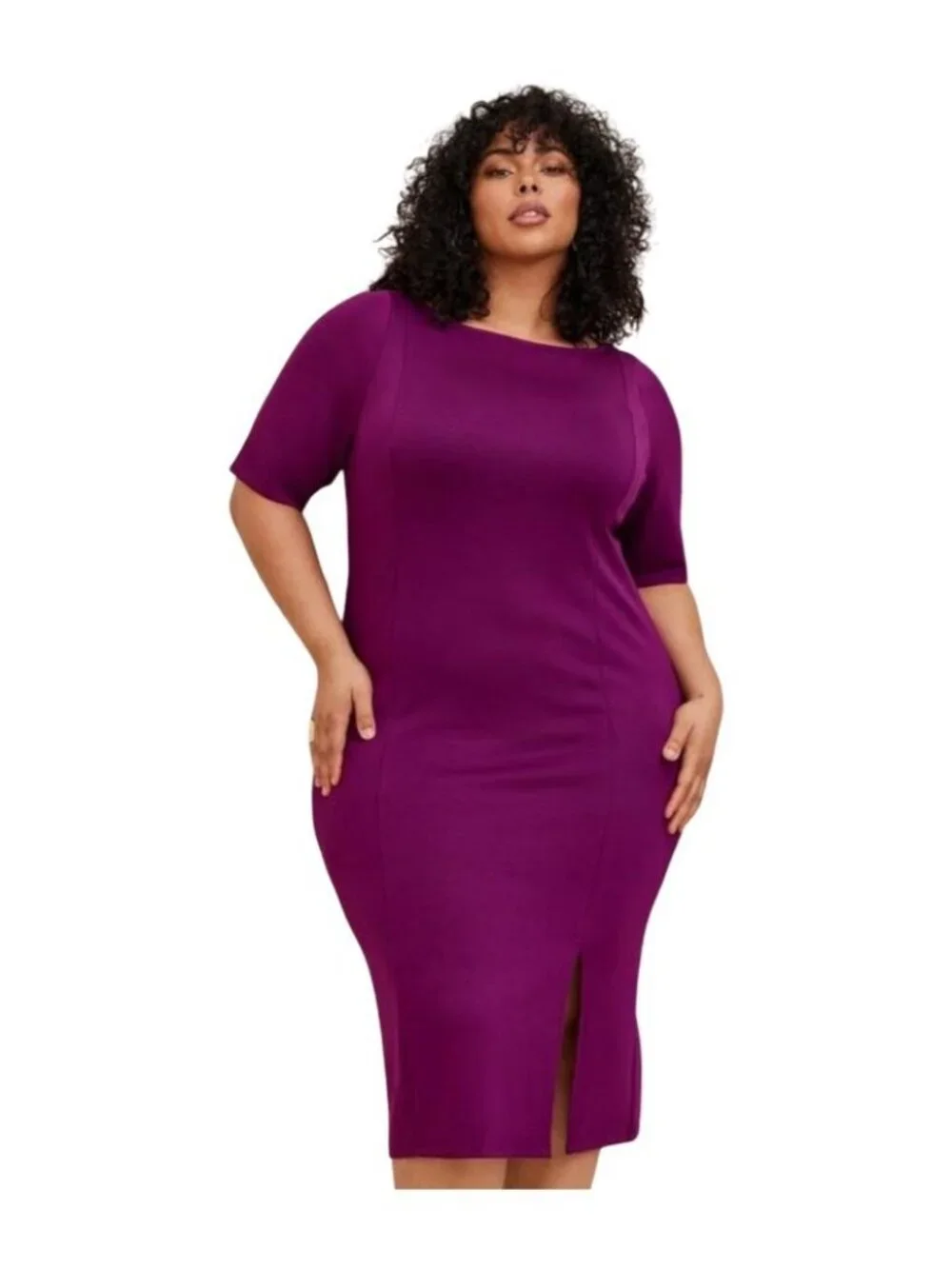 NWT Torrid Womens Midi Studio Cupro Bodycon Dress Dark Purple
